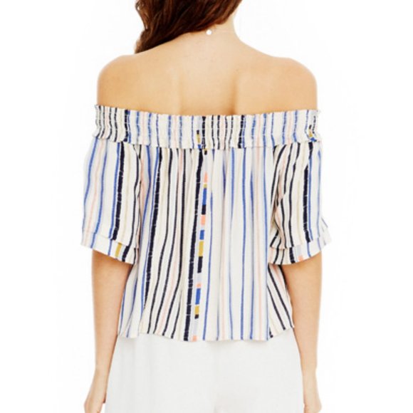 ASTR The Label Stripe Off The Shoulder Top - Sz. M - Picture 3 of 5